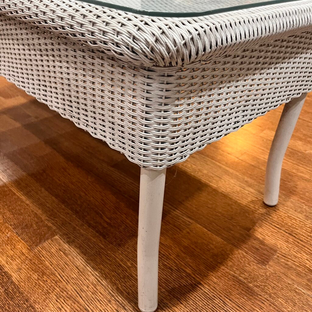 Orig Price $1022 - Wicker Cocktail Table w/ Glass Top
