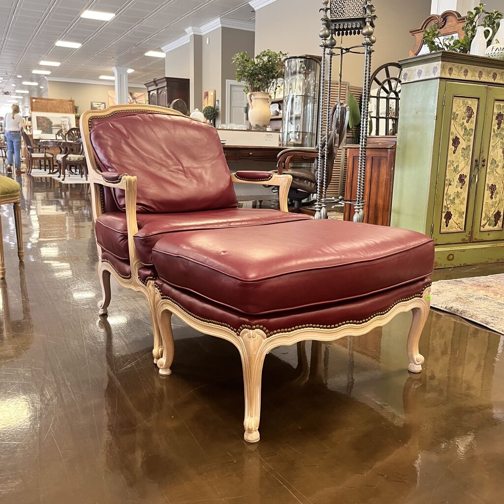 Orig Price $2909 - Leather Chair & Ottoman