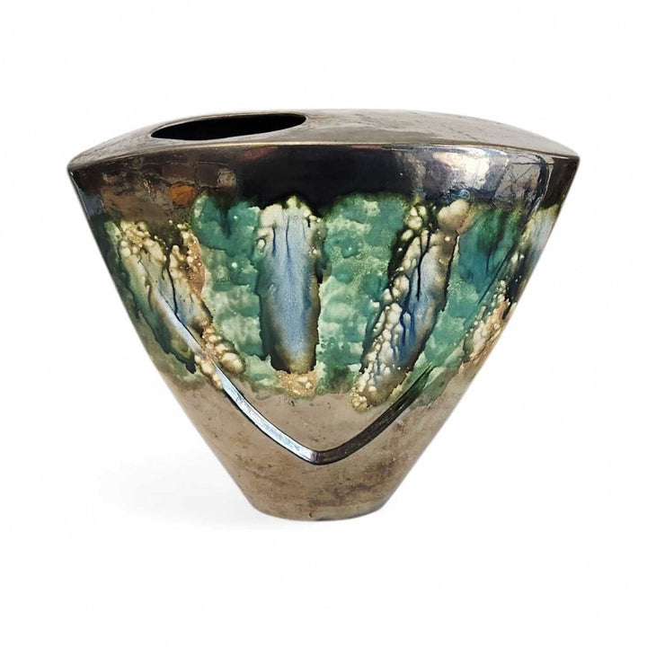 Orig. Price $150 - Raku Large Triangular Vase