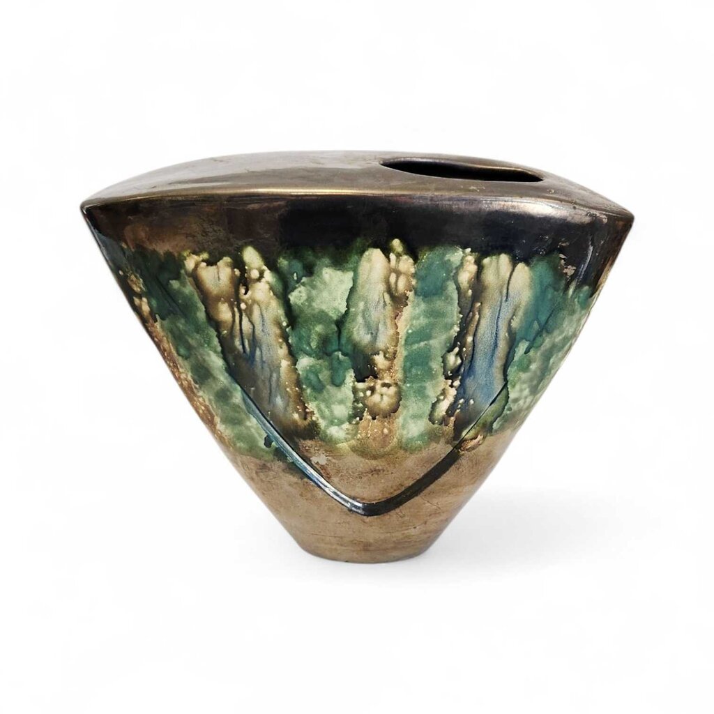 Orig. Price $150 - Raku Large Triangular Vase