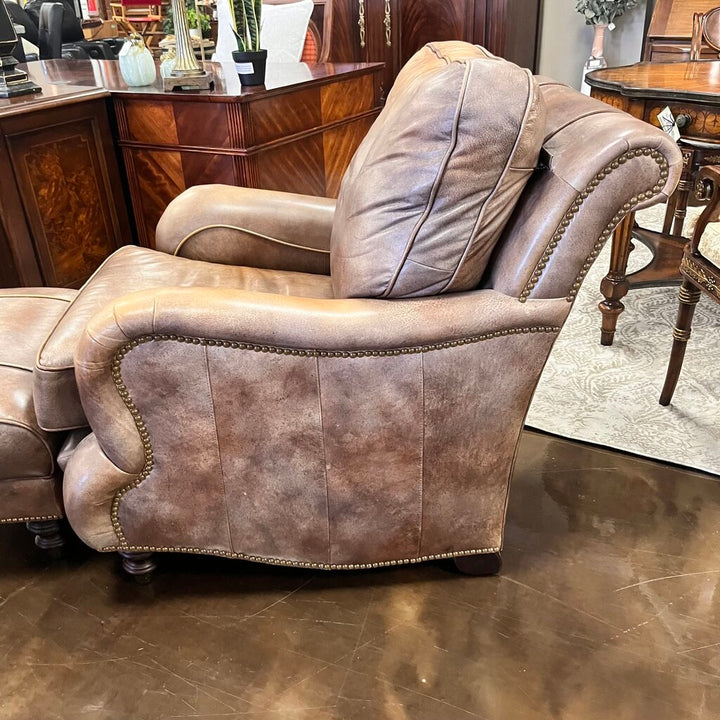 Orig Price $2200 - Leather Chair w/ Ottoman