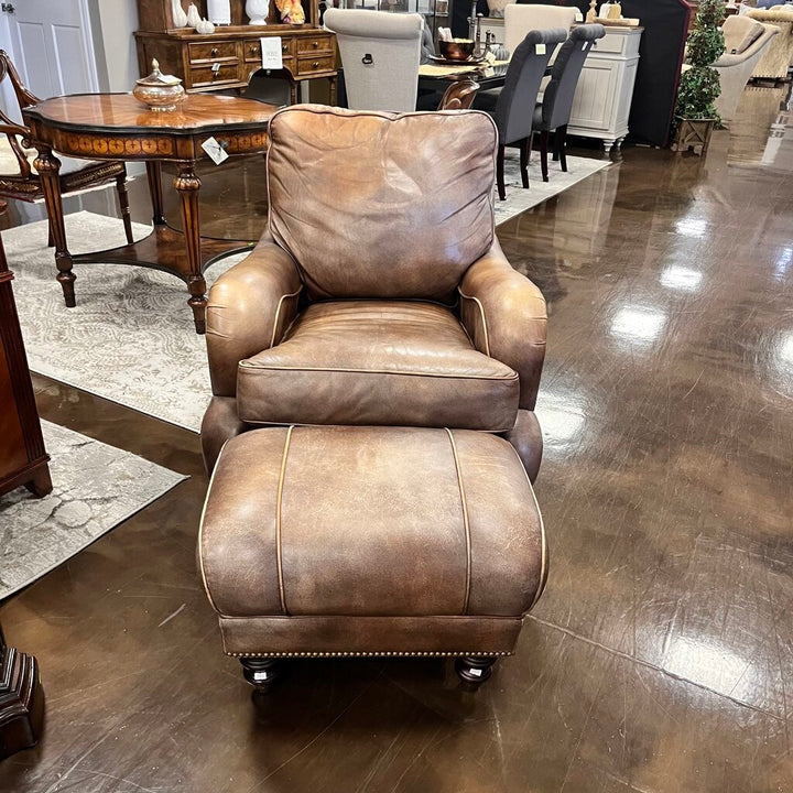 Orig Price $2200 - Leather Chair w/ Ottoman