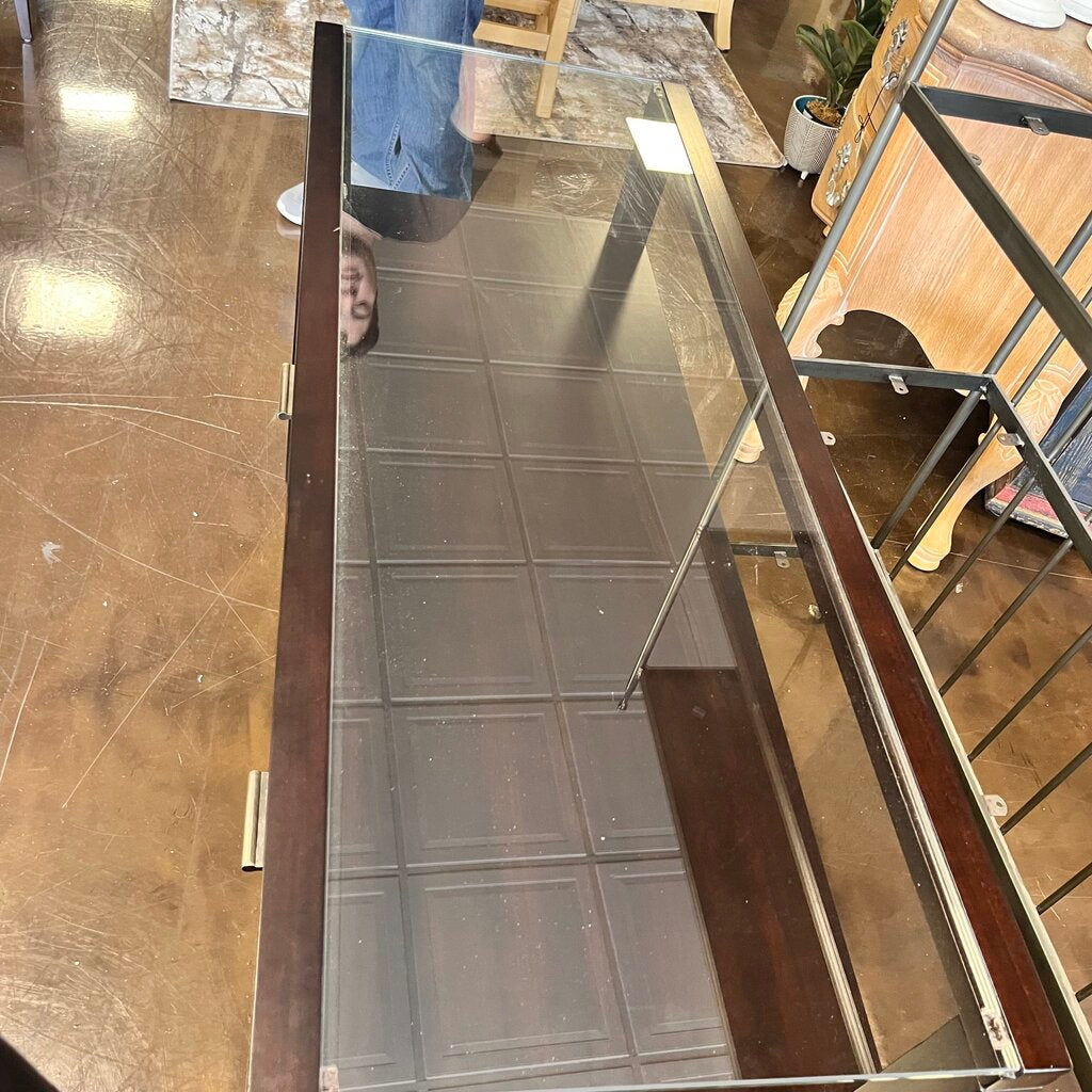 Orig Price $700 - Console w/ Glass Top & 2 Drawers