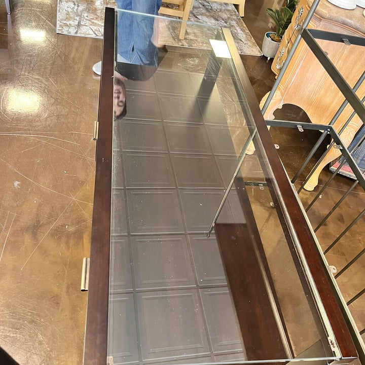 Orig Price $700 - Console w/ Glass Top & 2 Drawers