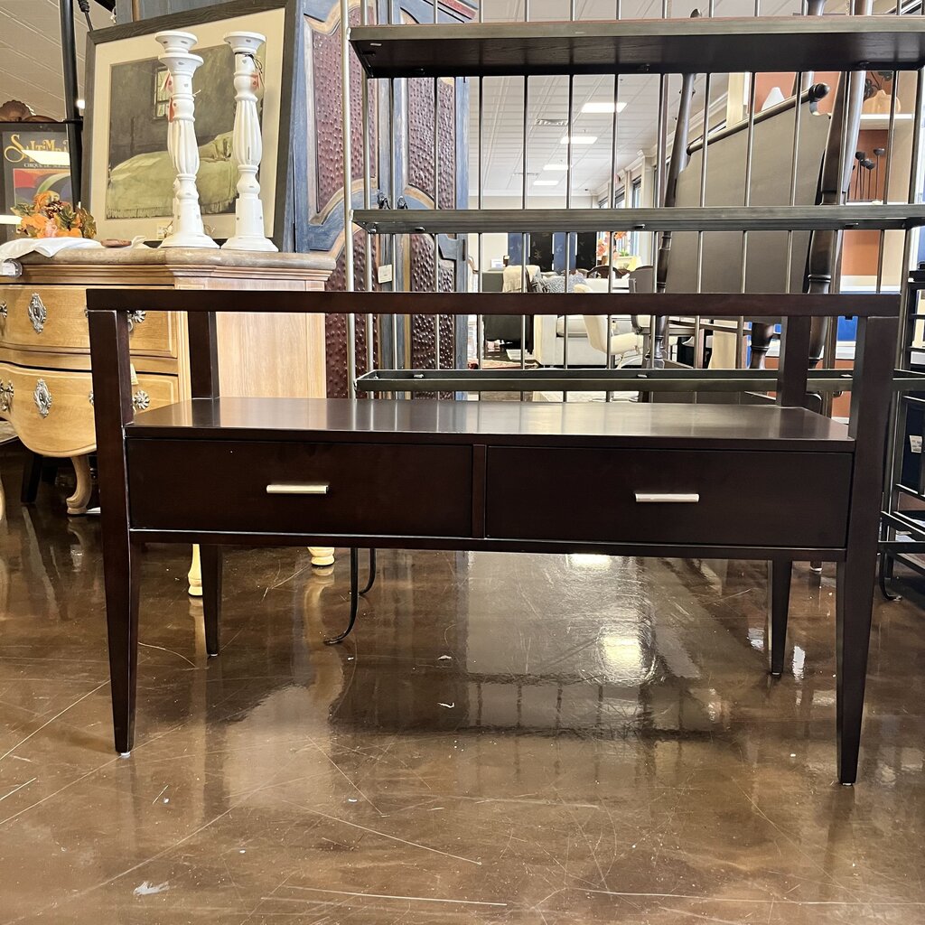 Orig Price $700 - Console w/ Glass Top & 2 Drawers