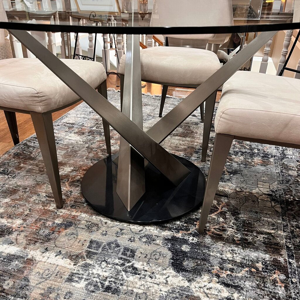 Orig Price $5000 - Modern Glass Dining Table w/ 4 Chairs
