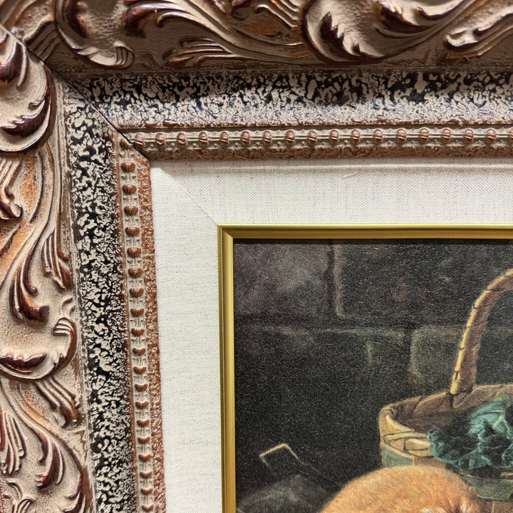 "Bunnies Meal I" Framed Oil Painting by Alfred Barber