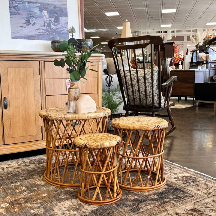 Rattan Stools (Set of 3)