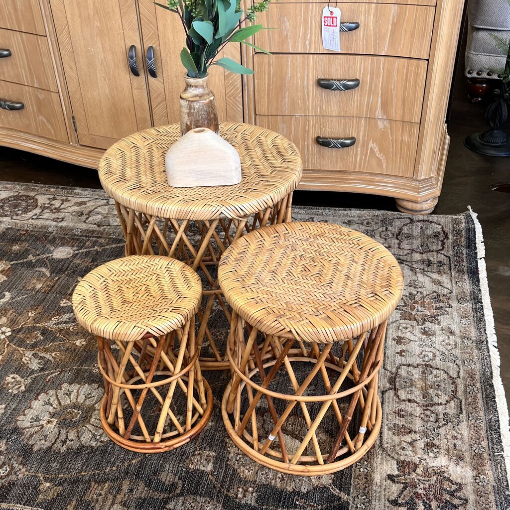 Rattan Stools (Set of 3)