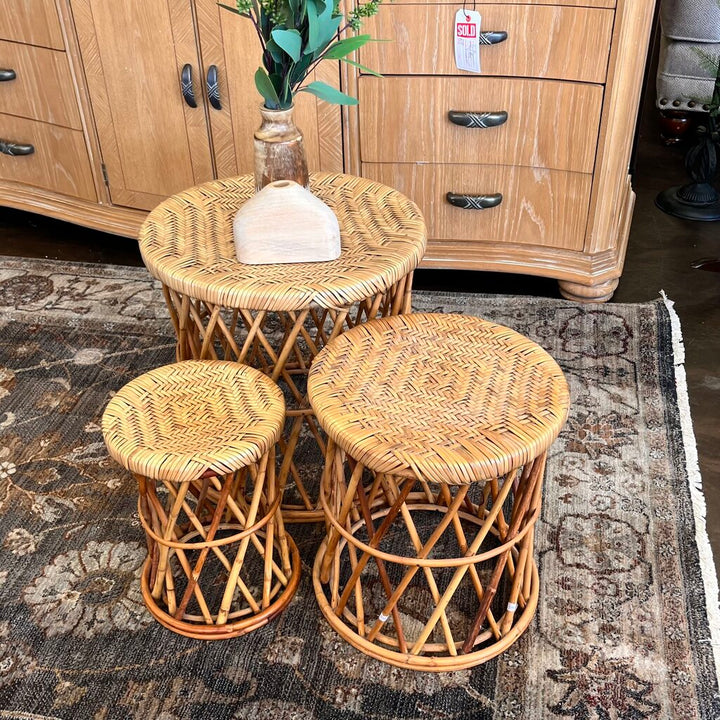 Rattan Stools (Set of 3)