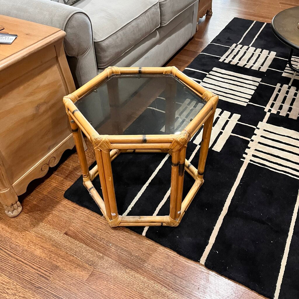 Bamboo End table w/ Glass Top