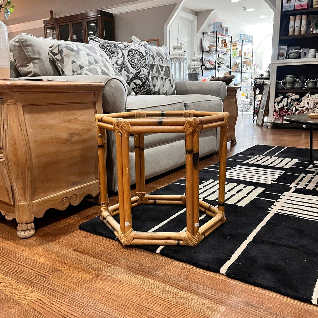 Bamboo End table w/ Glass Top