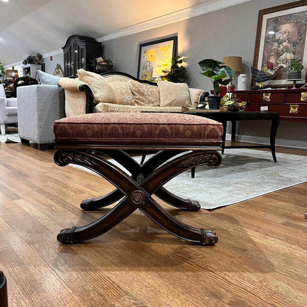 Upholstered X-Base Ottoman