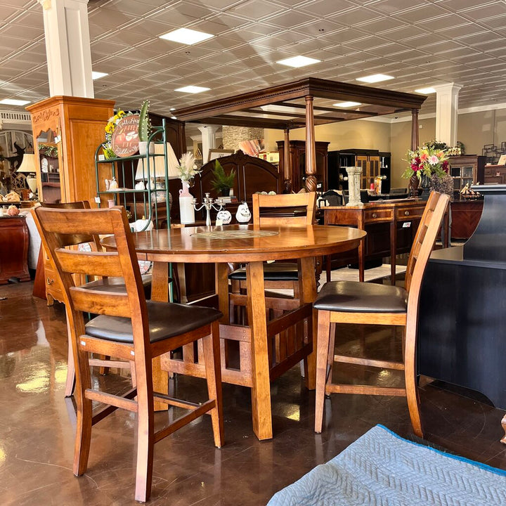 Pub Table w/ Tile Inset & 4 Stools
