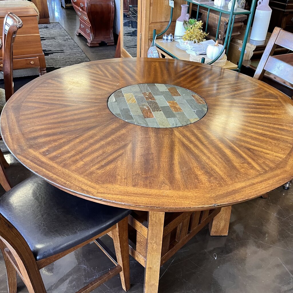 Pub Table w/ Tile Inset & 4 Stools
