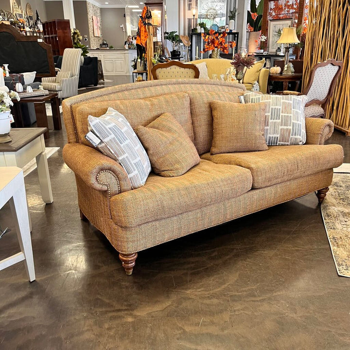Tweed Sofa w/ 2 Throw Pillows
