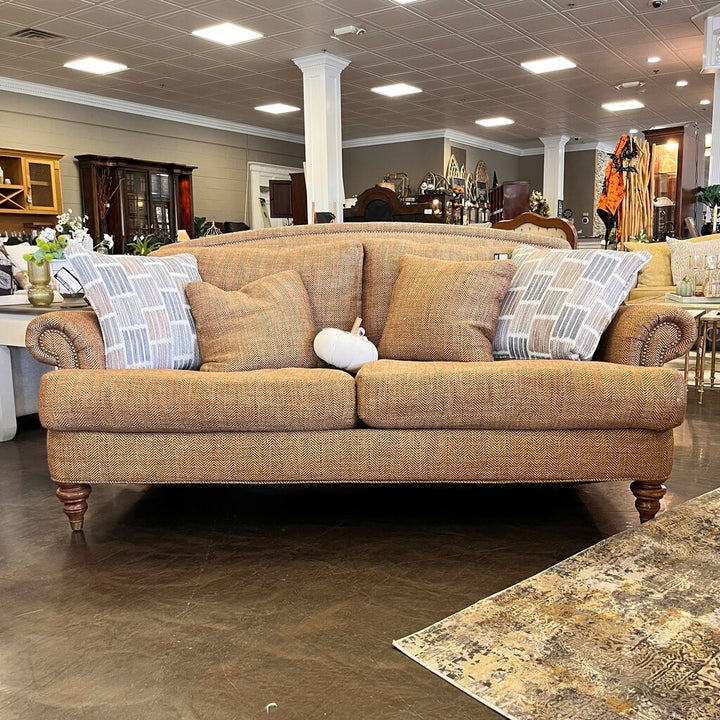 Tweed Sofa w/ 2 Throw Pillows