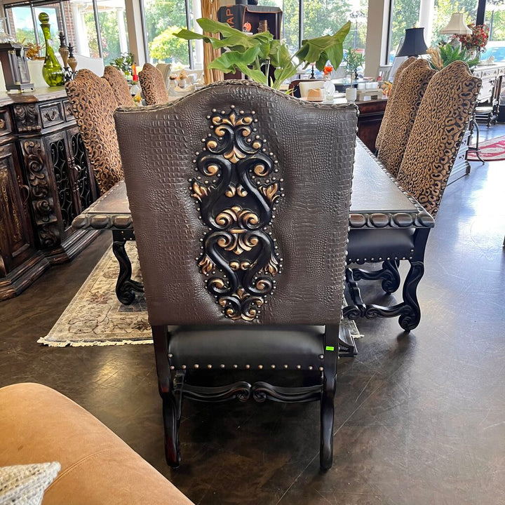 Orig Price $12000 - Ornate Dining Table w/ 8 Chairs