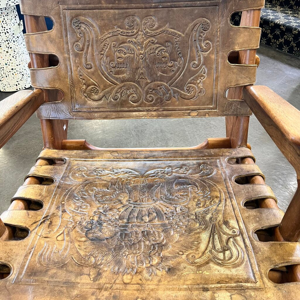 MCM Carved Leather Chair