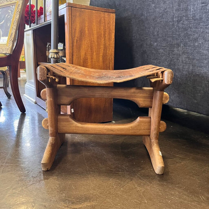 MCM Carved Leather Footstool