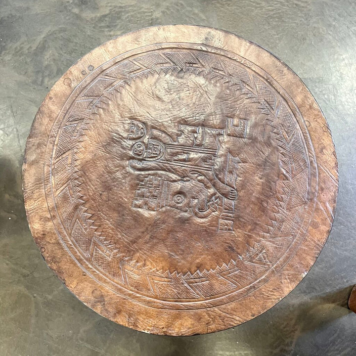 MCM Carved Leather End Table