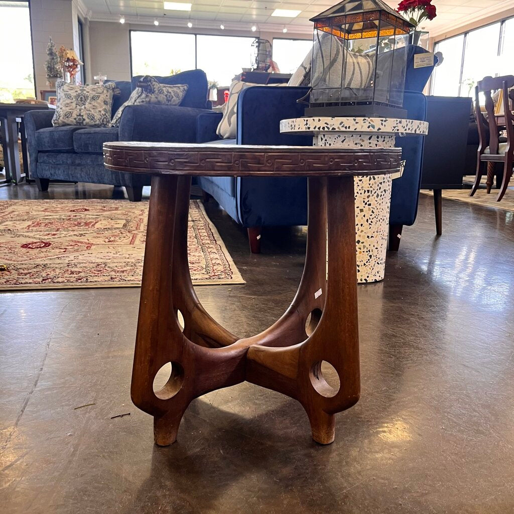 MCM Carved Leather End Table