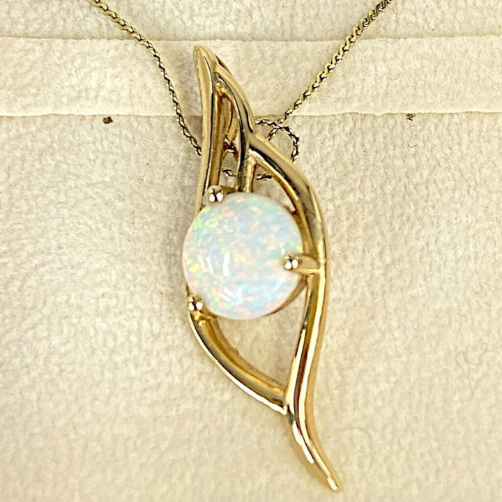 14K Yellow Gold Opal Angel Wing Necklace