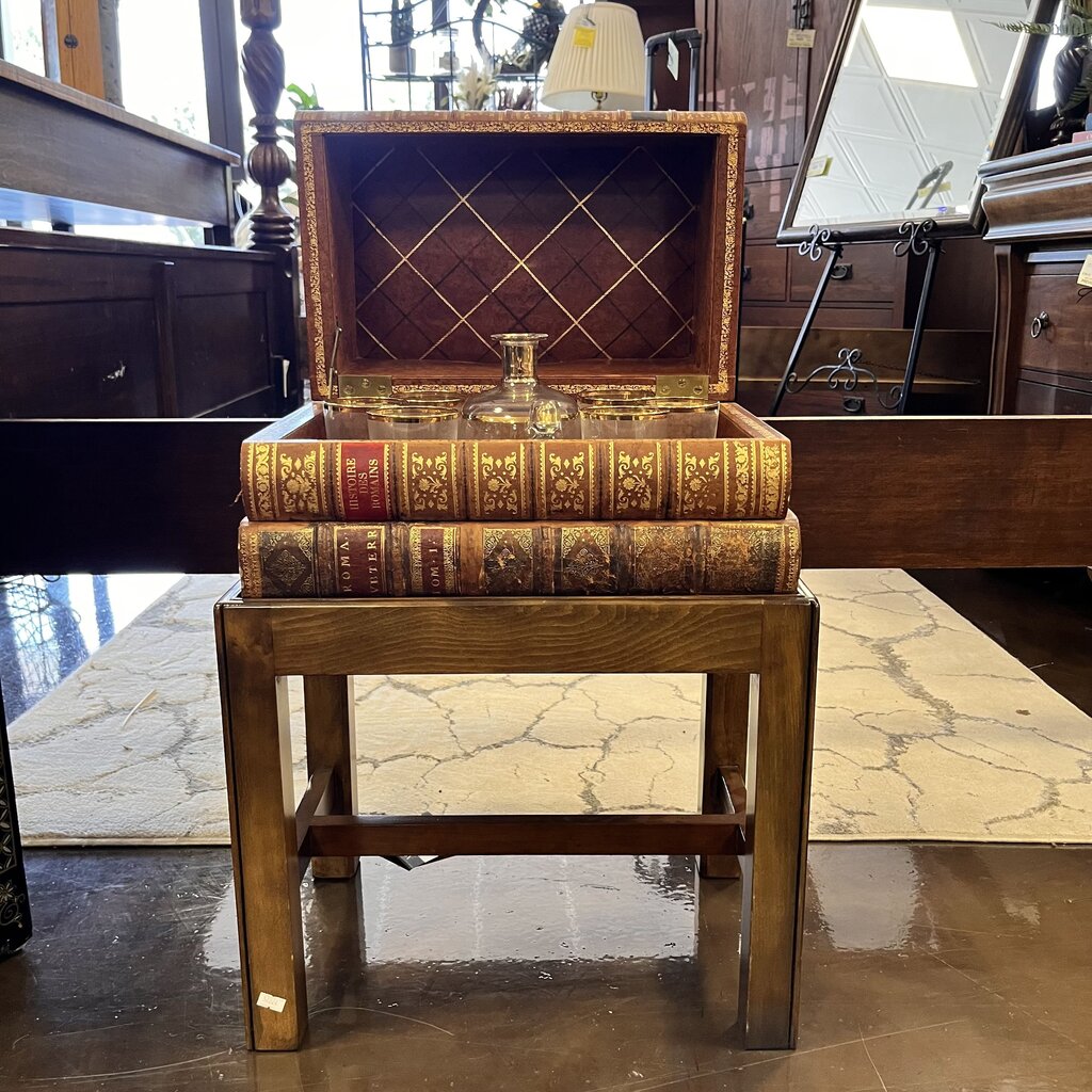 Orig Price $1600 - Book Box w/ Decanter & 6 Glasses