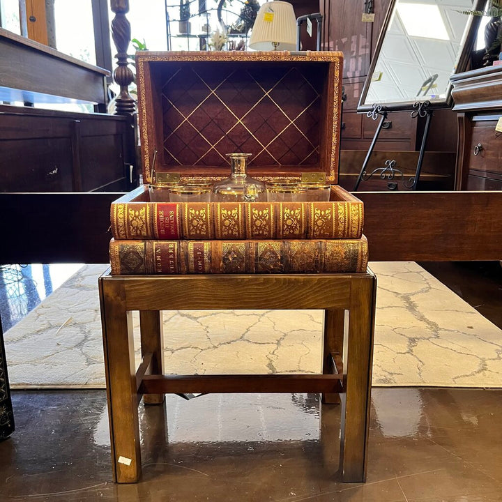 Orig Price $1600 - Book Box w/ Decanter & 6 Glasses