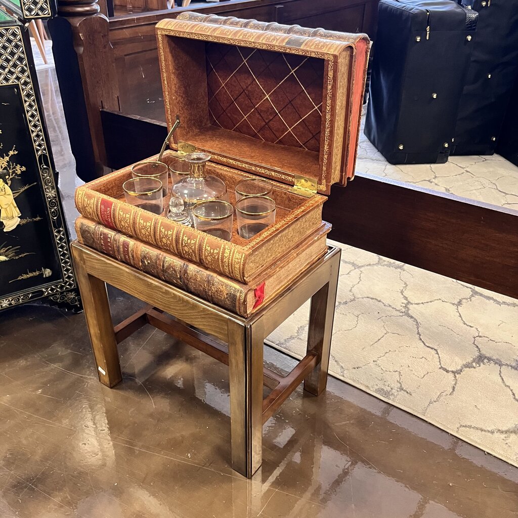 Orig Price $1600 - Book Box w/ Decanter & 6 Glasses