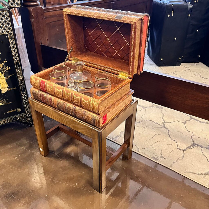 Orig Price $1600 - Book Box w/ Decanter & 6 Glasses