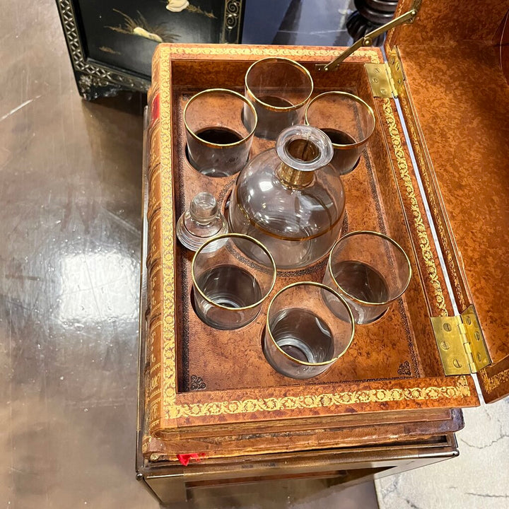 Orig Price $1600 - Book Box w/ Decanter & 6 Glasses