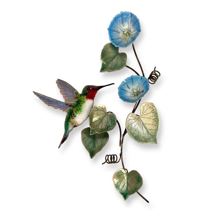 Enamel Painted Copper Birds & Flowers