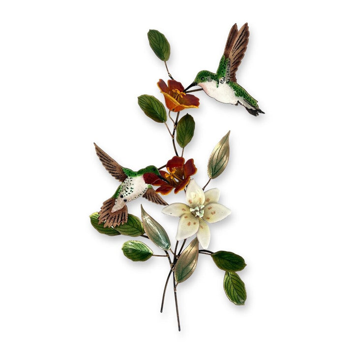 Enamel Painted Copper Birds & Flowers