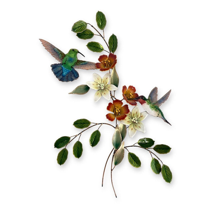 Enamel Painted Copper Birds & Flowers