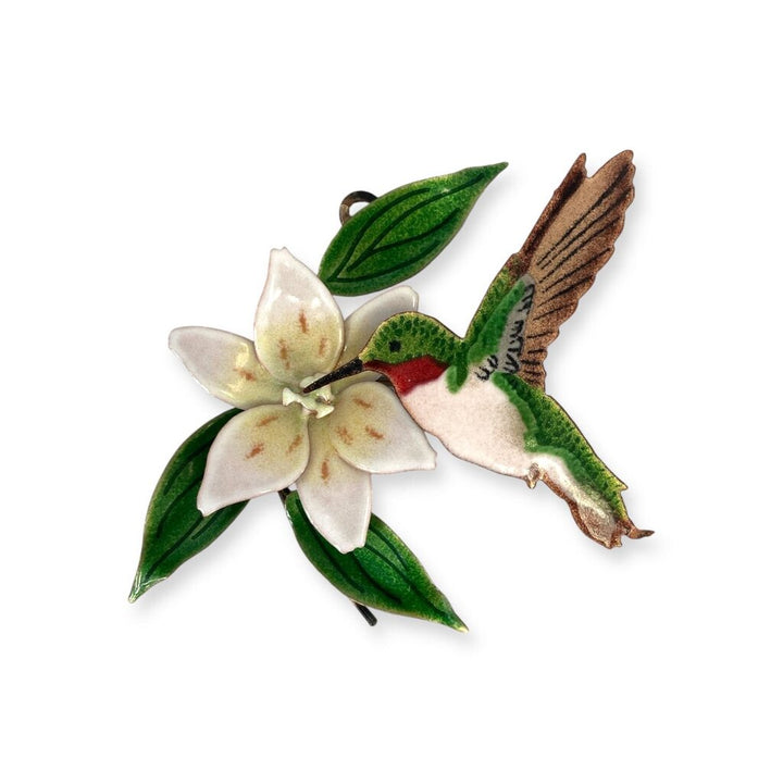 Enamel Painted Copper Birds & Flowers