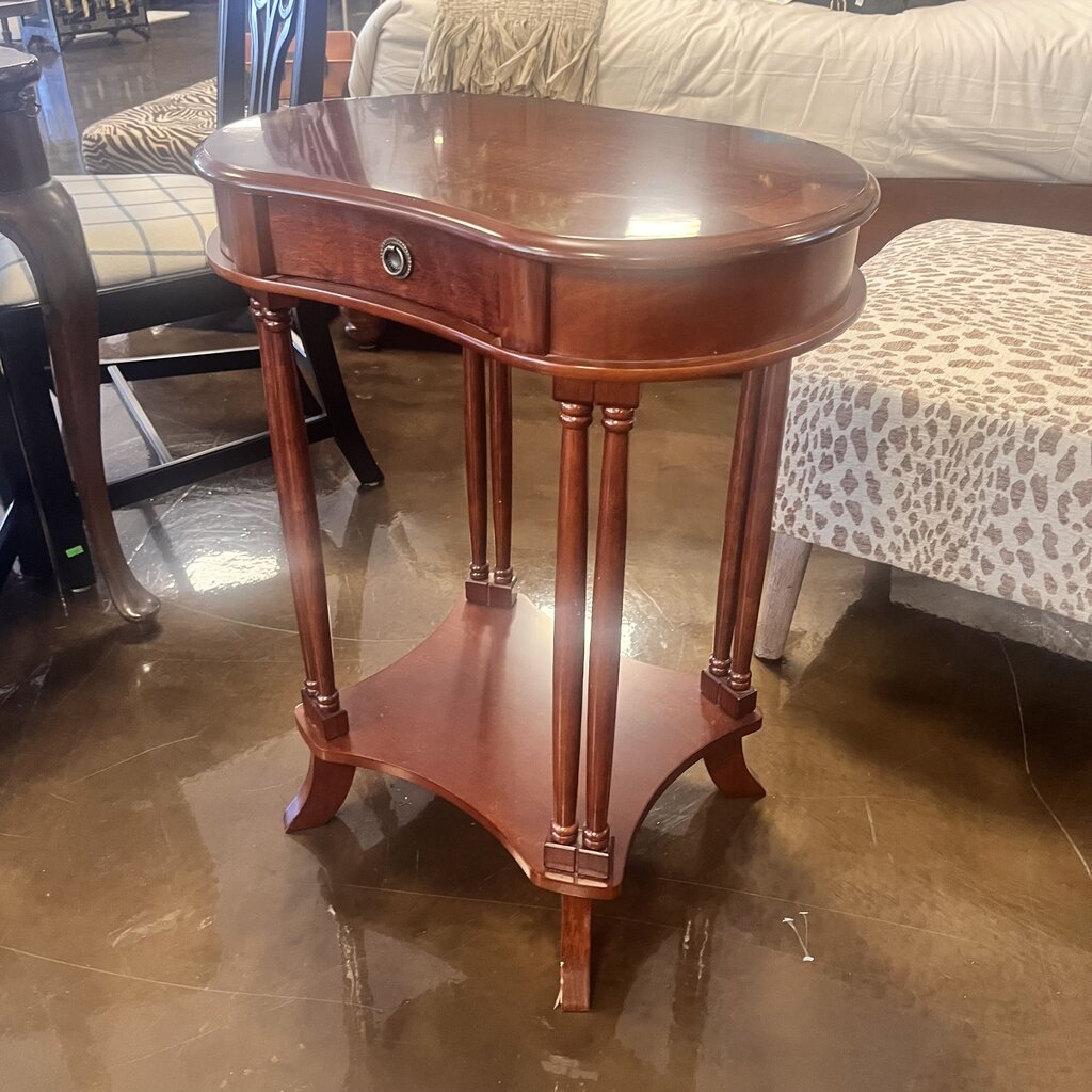Kidney Shaped Side Table w/ Drawer