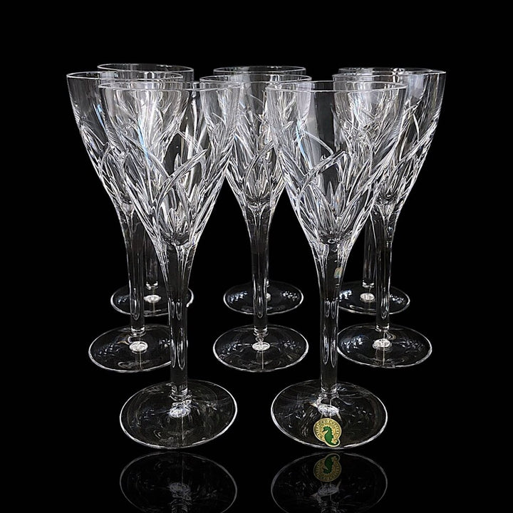 Set of 8 Merrill Pattern Crystal Wine Goblets