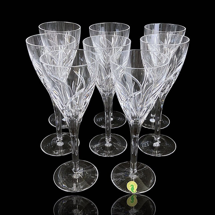 Set of 8 Merrill Pattern Crystal Wine Goblets