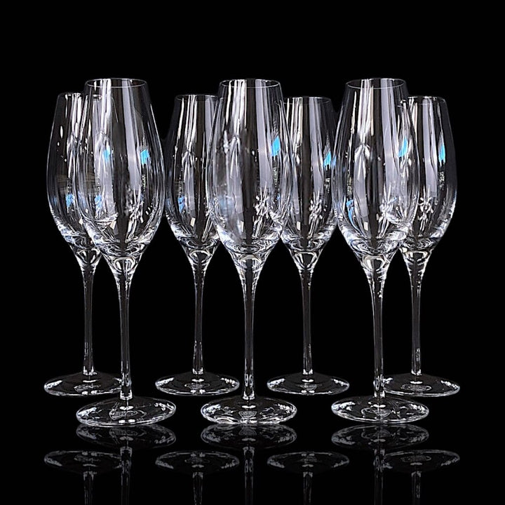 Set of 7 Crystal Champagne Flutes