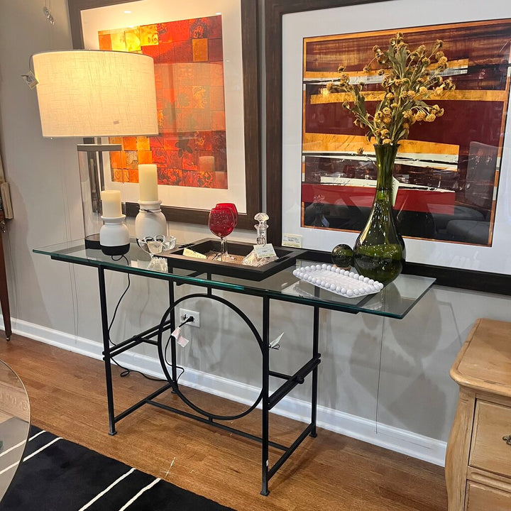 Orig Price $400 - Glass & Metal Sofa table