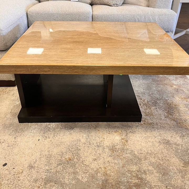 Faux Marble Cocktail Table w/ Shelf