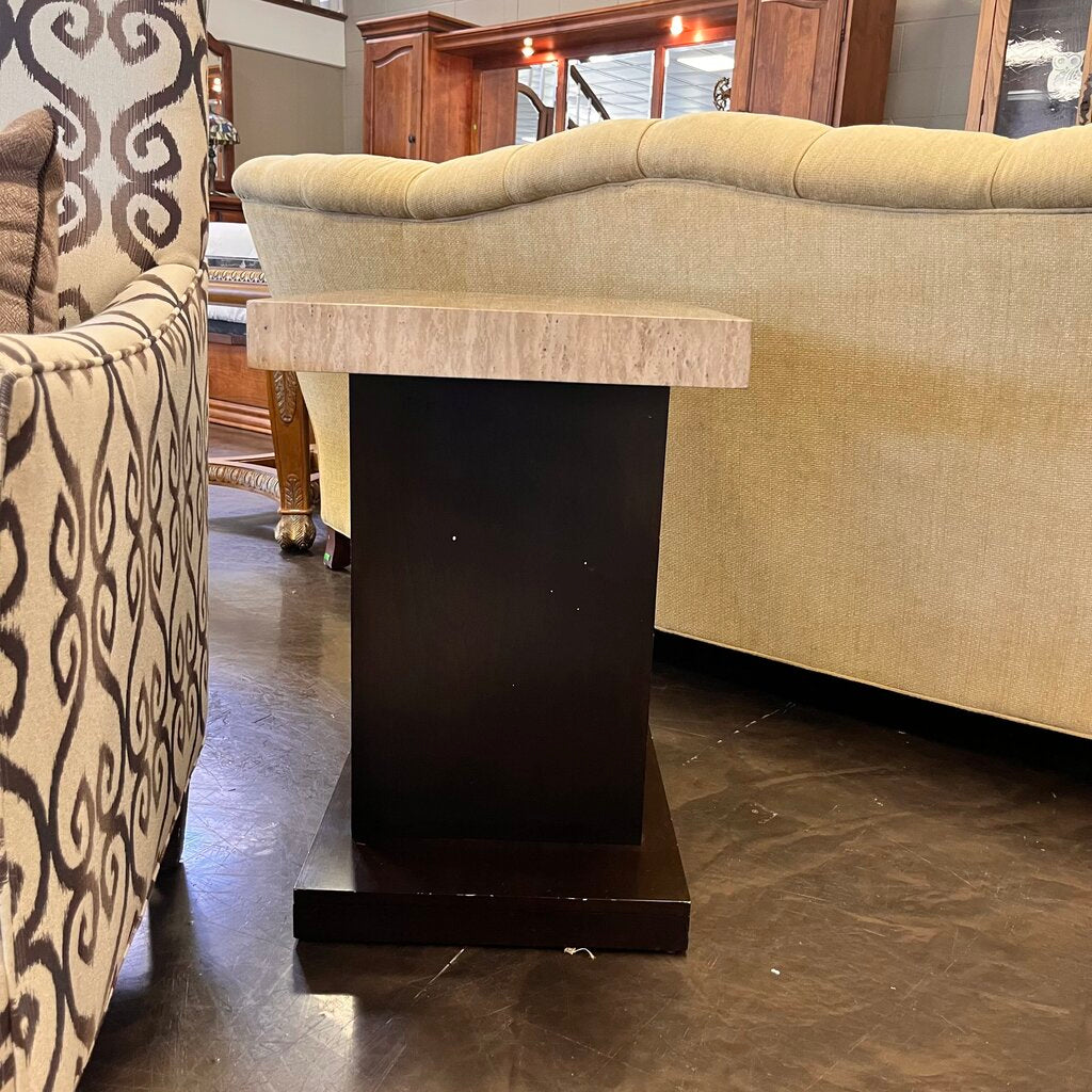 Faux Marble End Table w/ Shelf