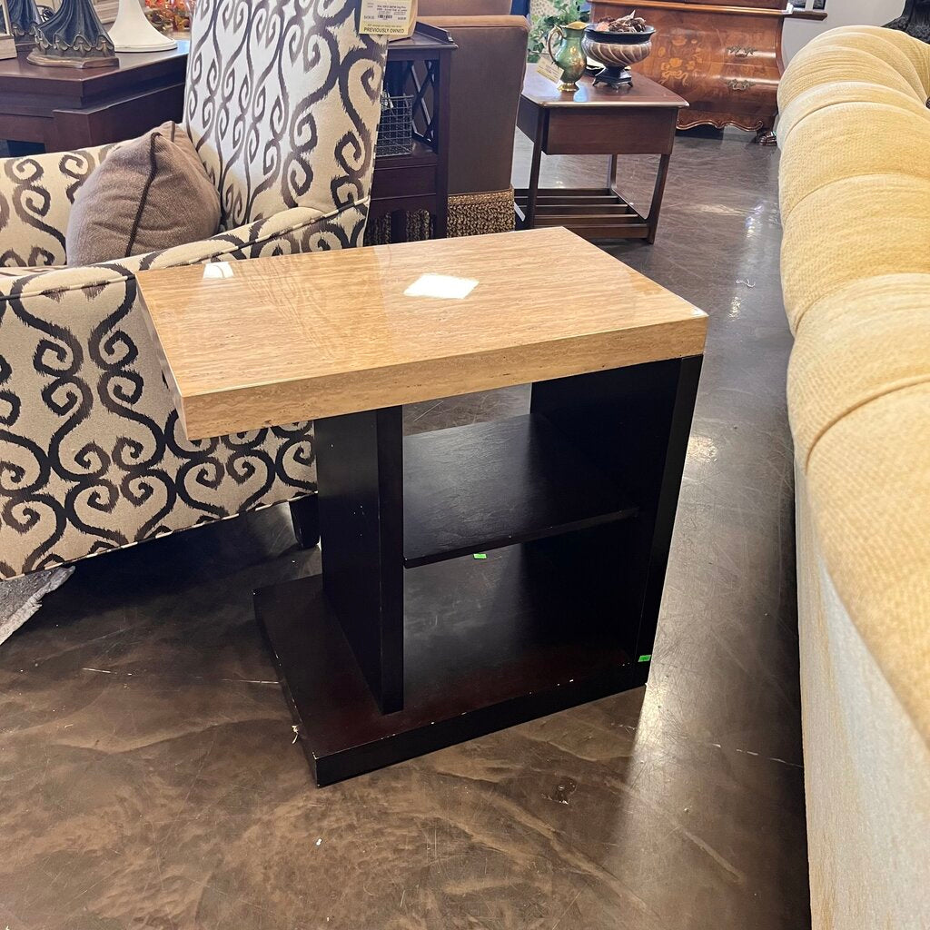 Faux Marble End Table w/ Shelf