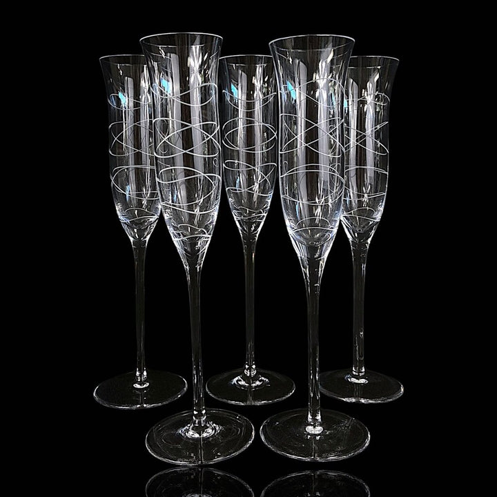 Set of 5 Crystal Champagne Flutes