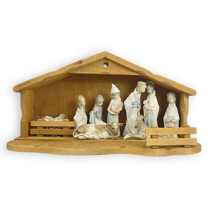 Lladro Nativity Set with Wood Manger Included - Boxes Available