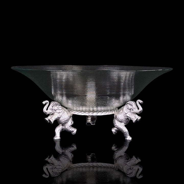 Aluminum Elephants Stand with Textured Glass Bowl