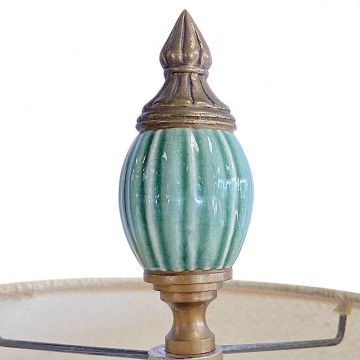 Porcelain Table Lamp with Brass Accents