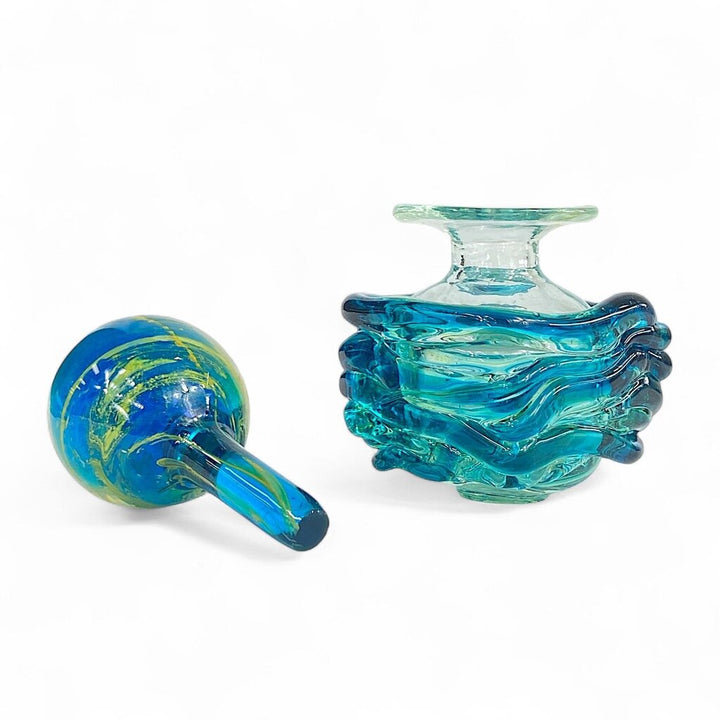 Blue Summer Pattern Glass Perfume Bottle with Stopper