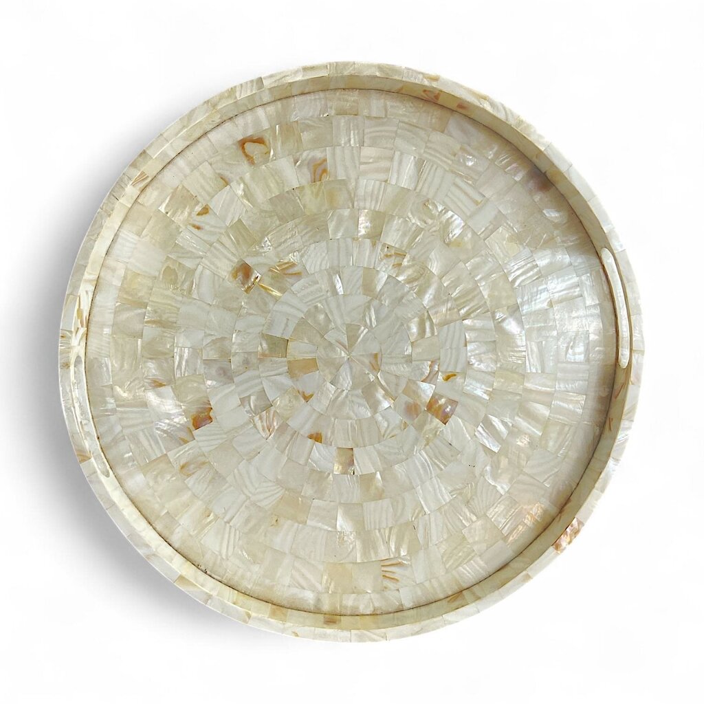 Mother of Pearl Inlay Round Serving Tray